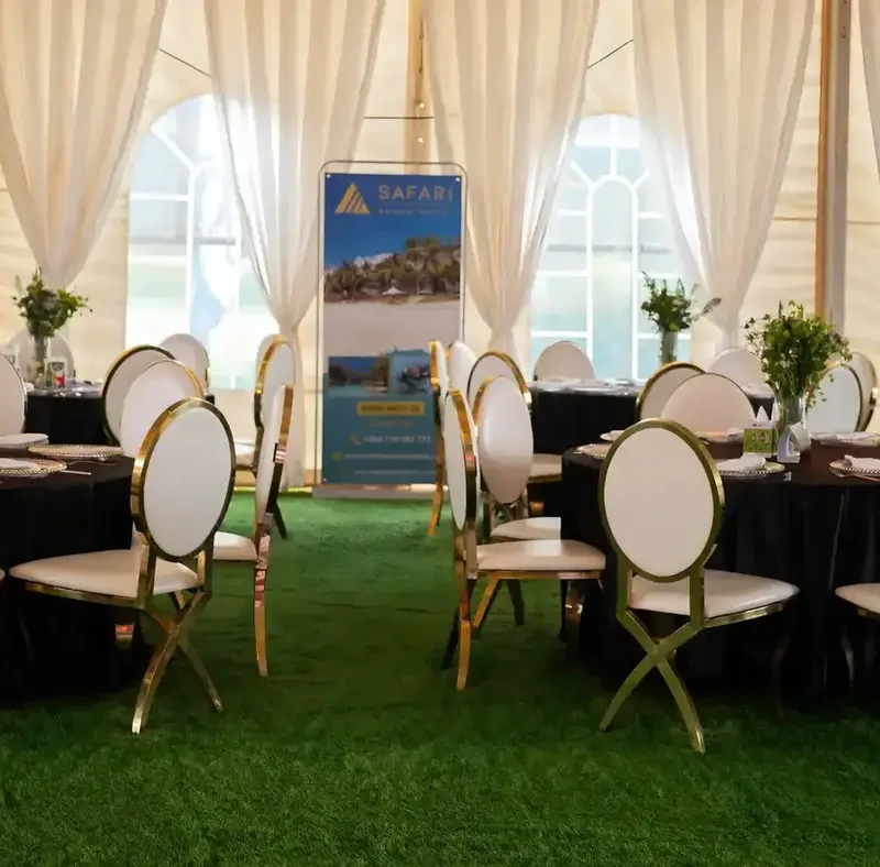 Outdoor wedding venue tent setup in Kenya